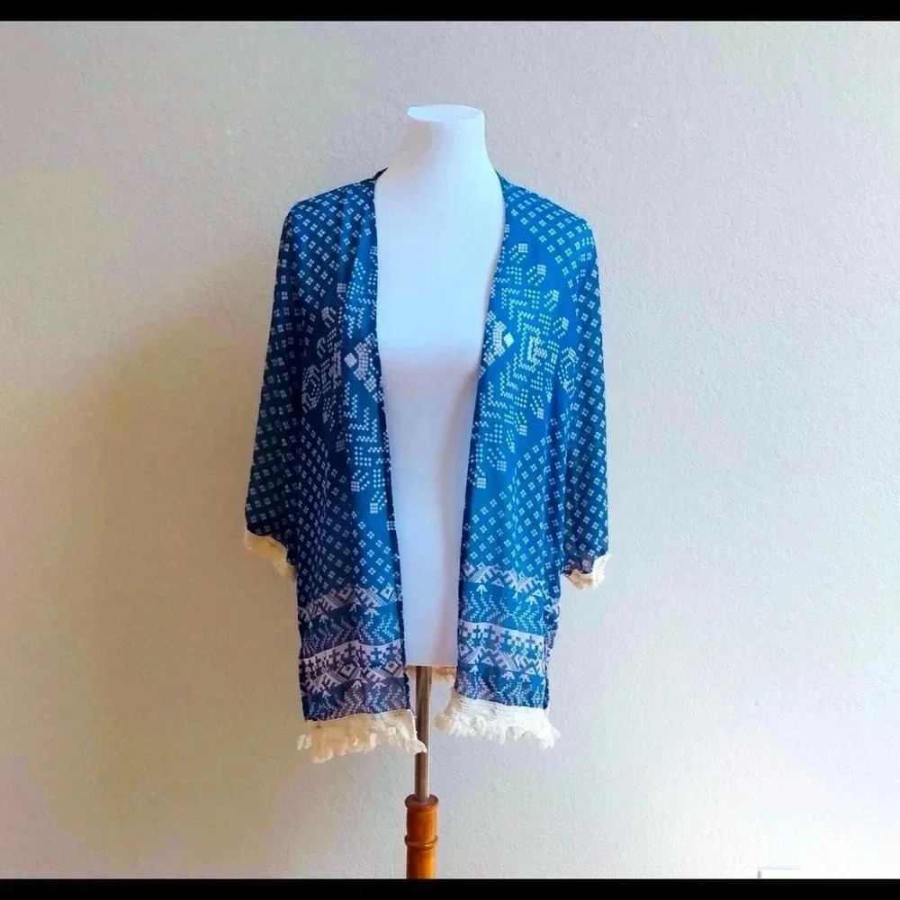 Jolt Blue Spring Kimono Cardigan